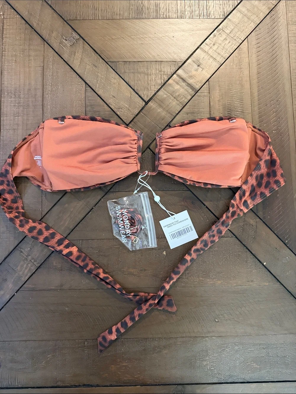 NWT Monday Swimwear ST. MARTINIQUE BANDEAU Top in Dark Jaguar size L